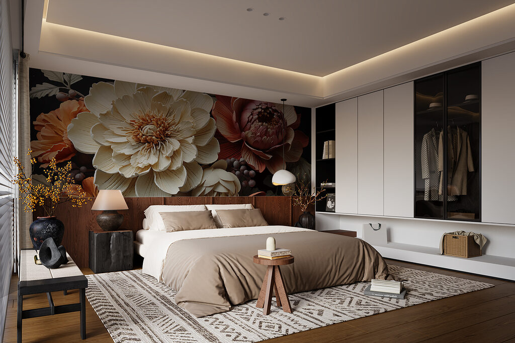 Flori calde pe negru — interior 1