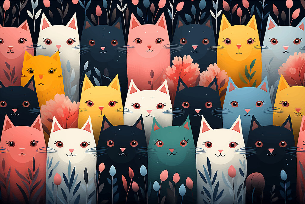 Pisici colorate — design complet