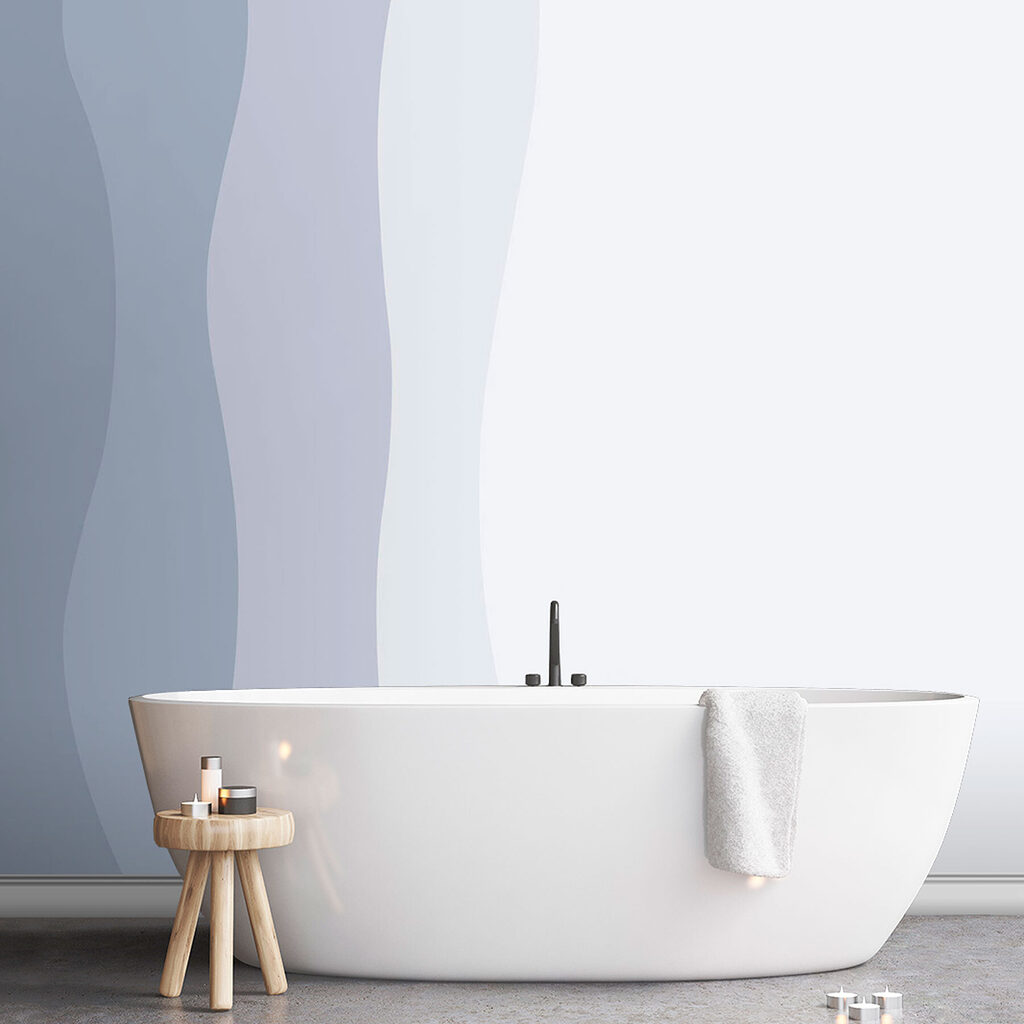 Benzi ondulate pe alb — interior 2