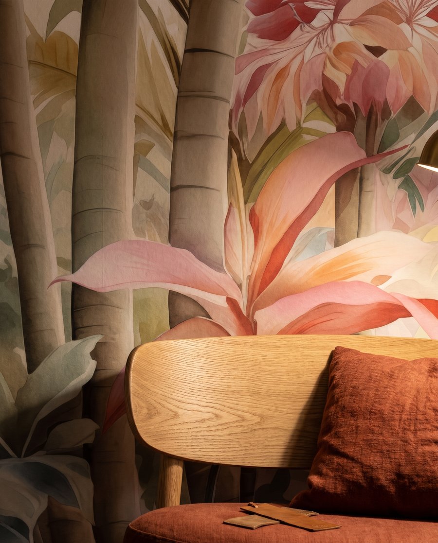 Flori roz tropicale — detaliu