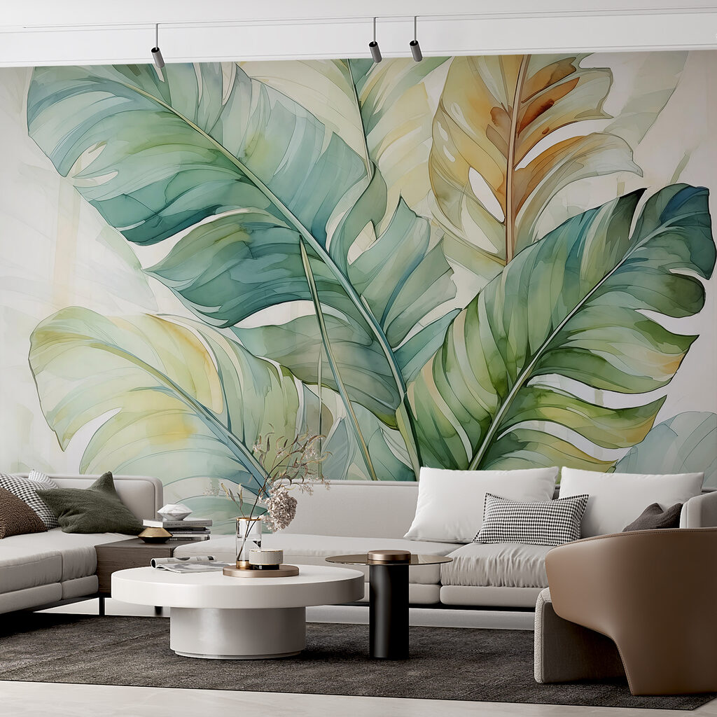 Frunze verde-gri acuarelă — interior 1