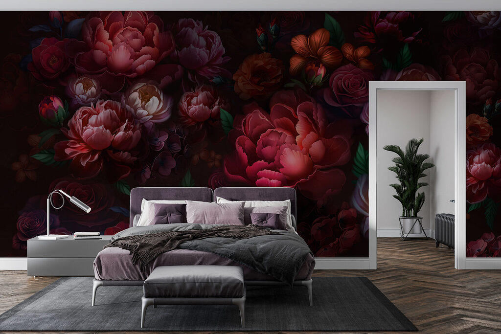 Flori bordo pe negru — interior 1