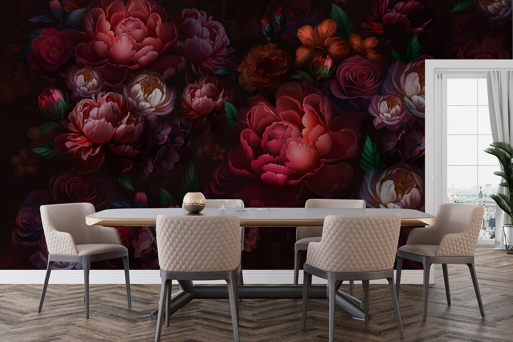 Flori bordo pe negru — interior 7