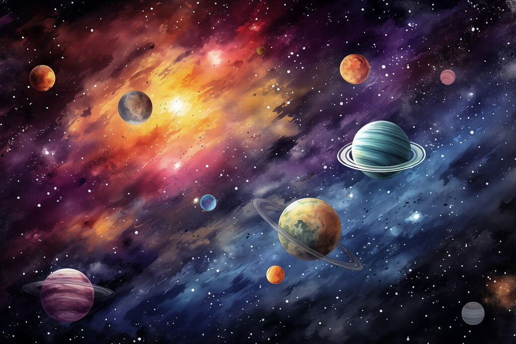Planete în nori aprinși — design complet
