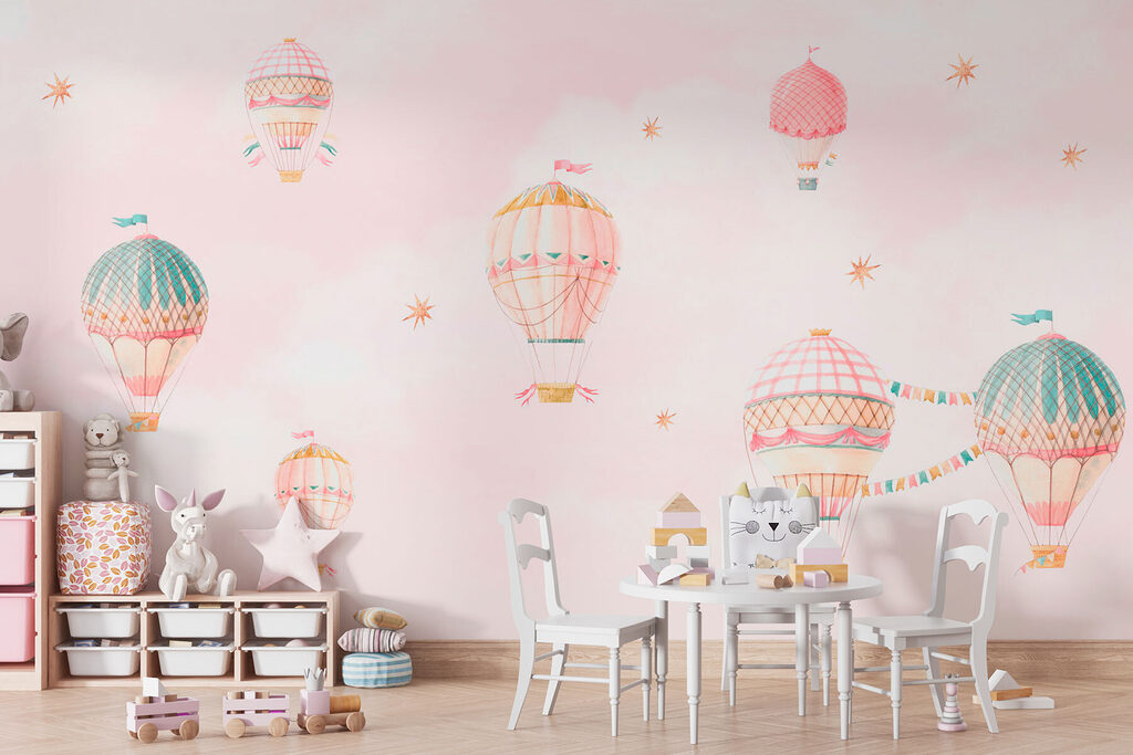 Baloane pastel pe roz — interior 3