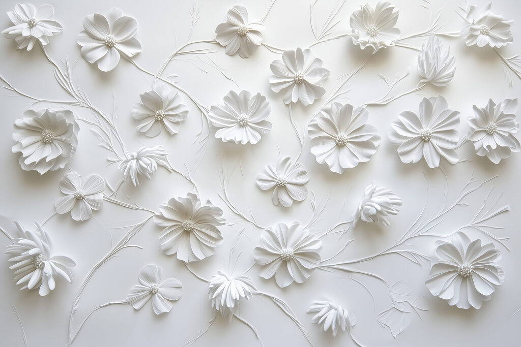Flori albe pe vrej — design complet