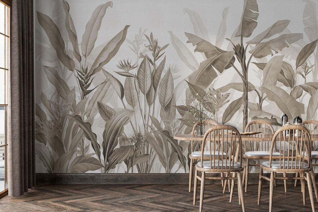 Frunze tropicale pe petrol — interior 5