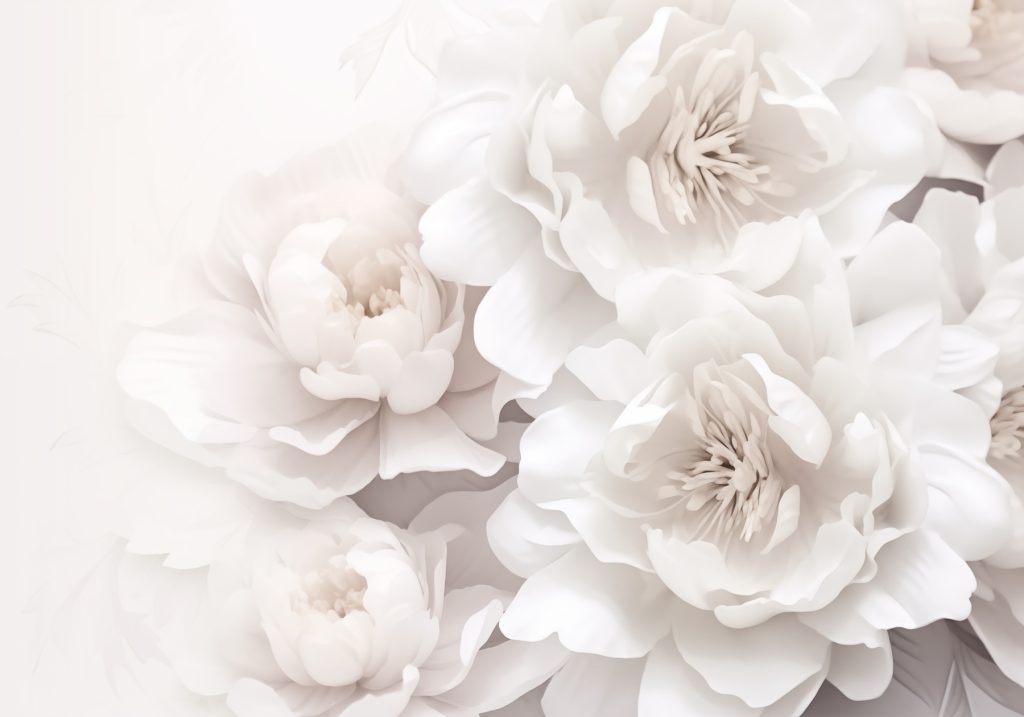 Flori albe estompate — design complet