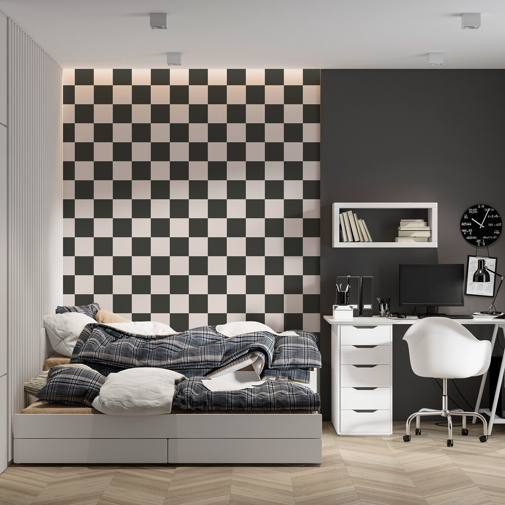 Pătrățele în contrast într-un interior