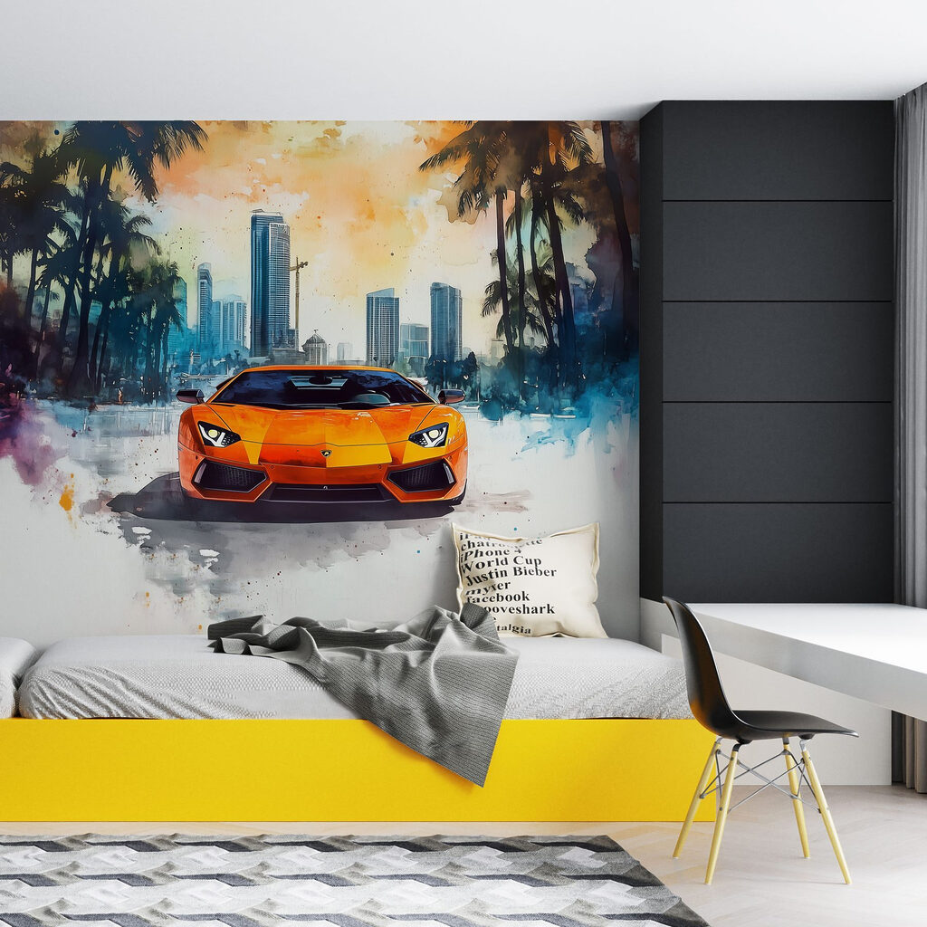 Mașină sport printre clădiri — interior 4