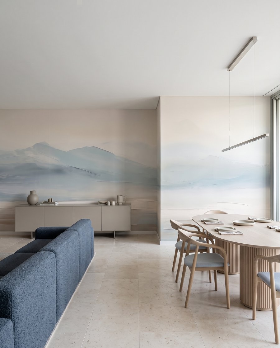 Apă sub orizont pastel într-un interior