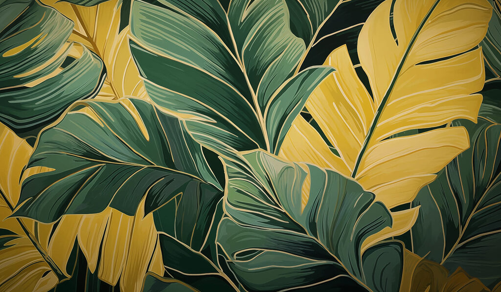 Frunze aurii pe verde — design complet