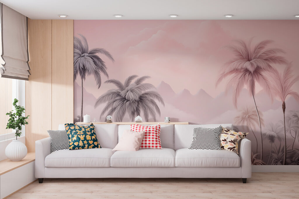 Palmieri în zare roz — interior 1
