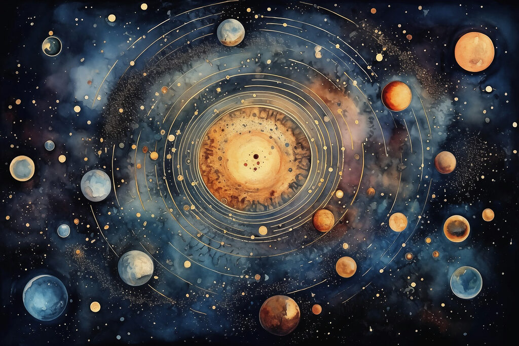 Soare printre planete — design complet