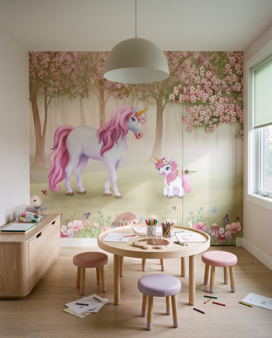 Unicorni sub flori roz — interior 3