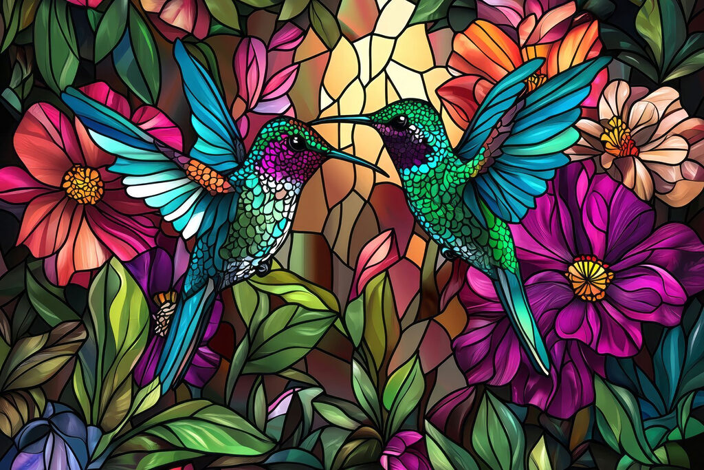 Colibri între flori — design complet