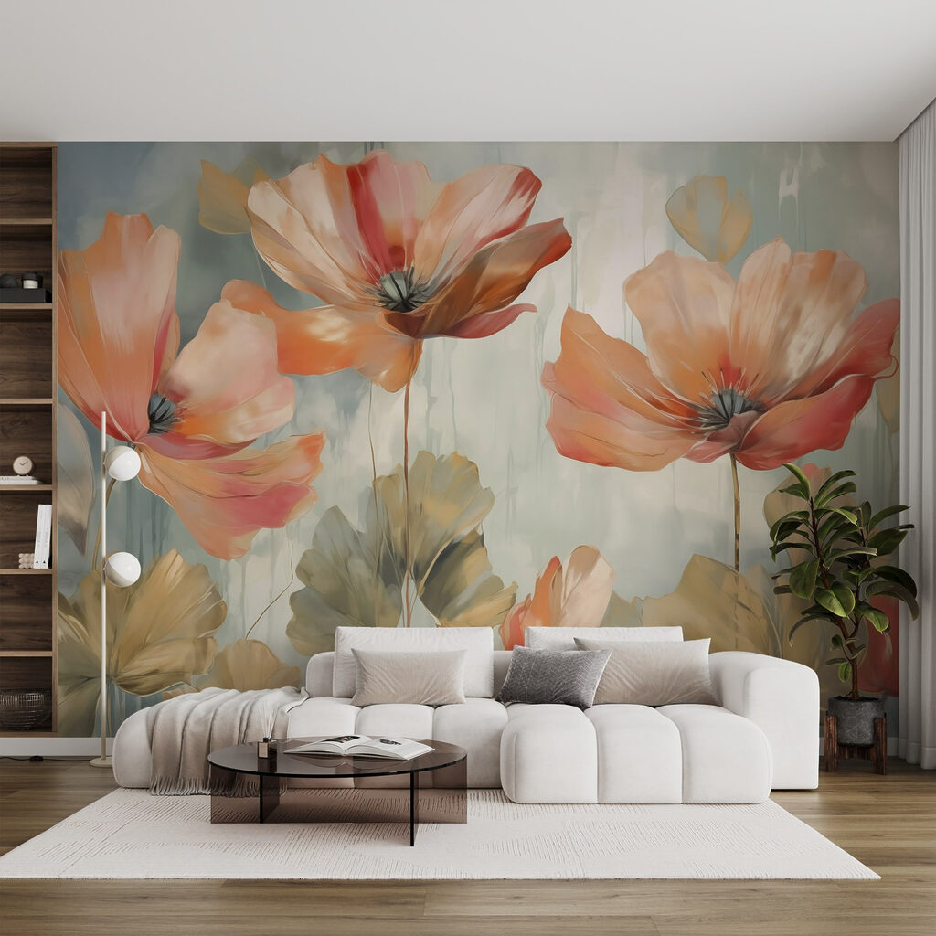 Flori portocalii în vopsea — interior 1