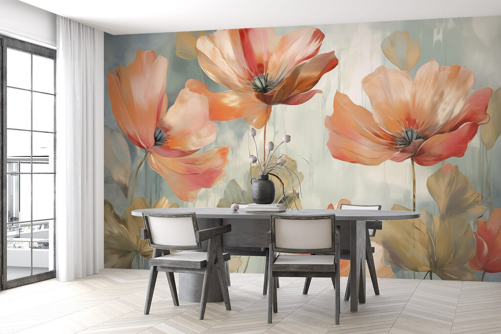 Flori portocalii în vopsea — interior 2