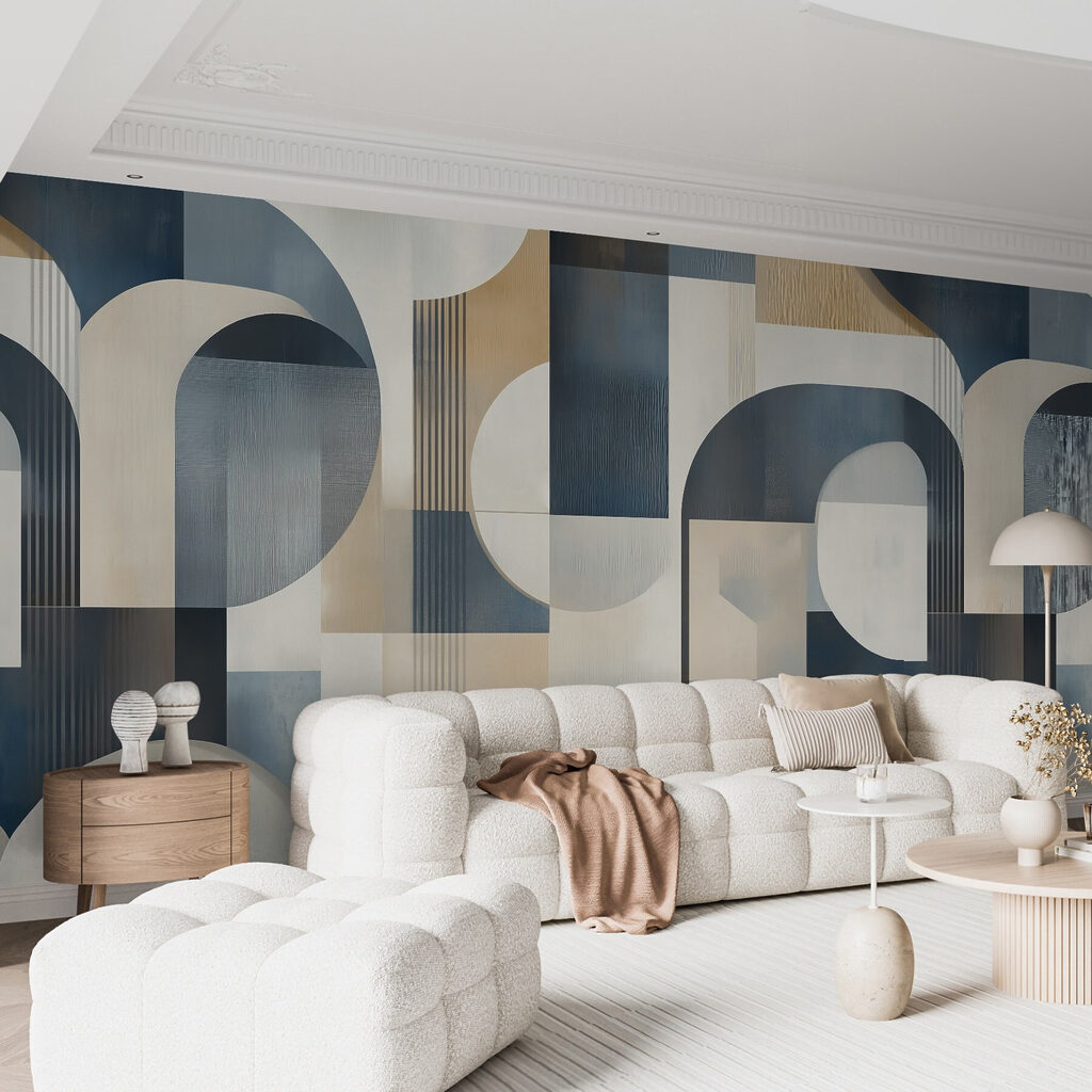 Arcuri albastre și aurii într-un interior