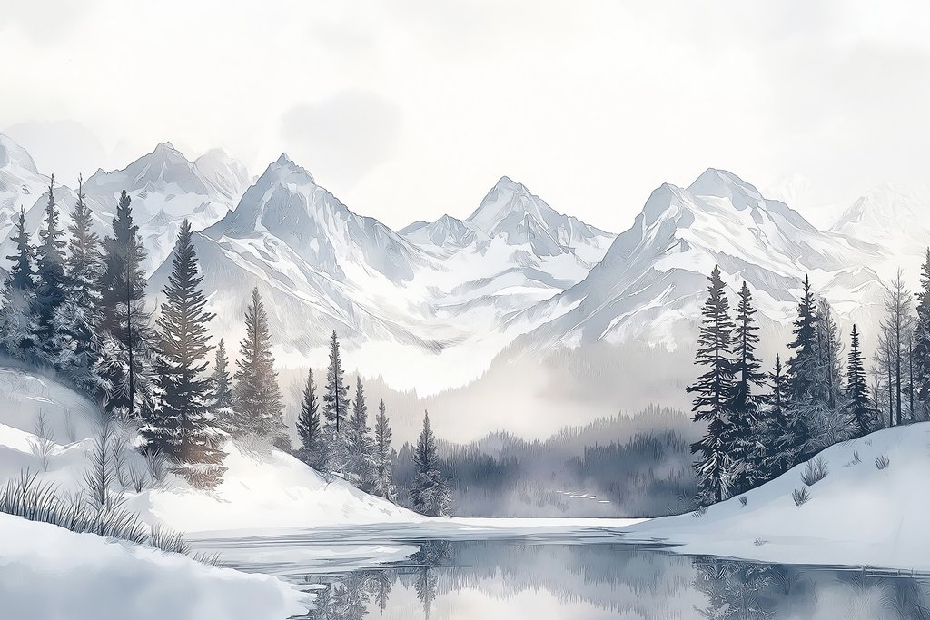 Lac liniștit de iarnă — design complet