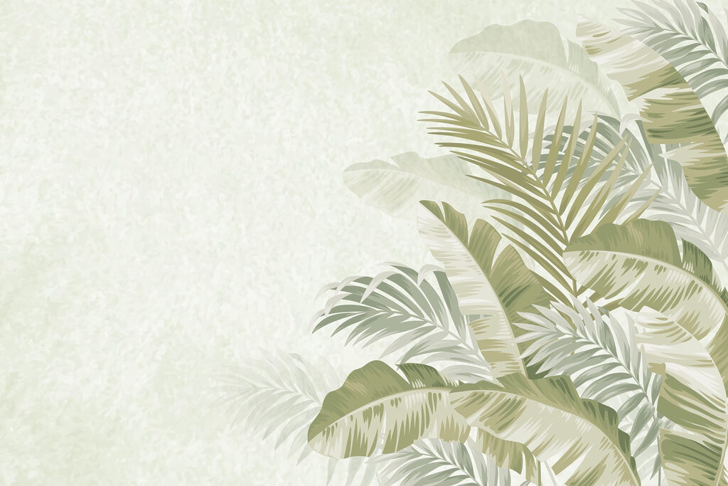 Frunze tropicale pe margine — design complet