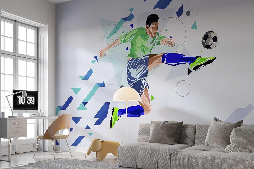 Fotbalist printre săgeți albastre — interior 3