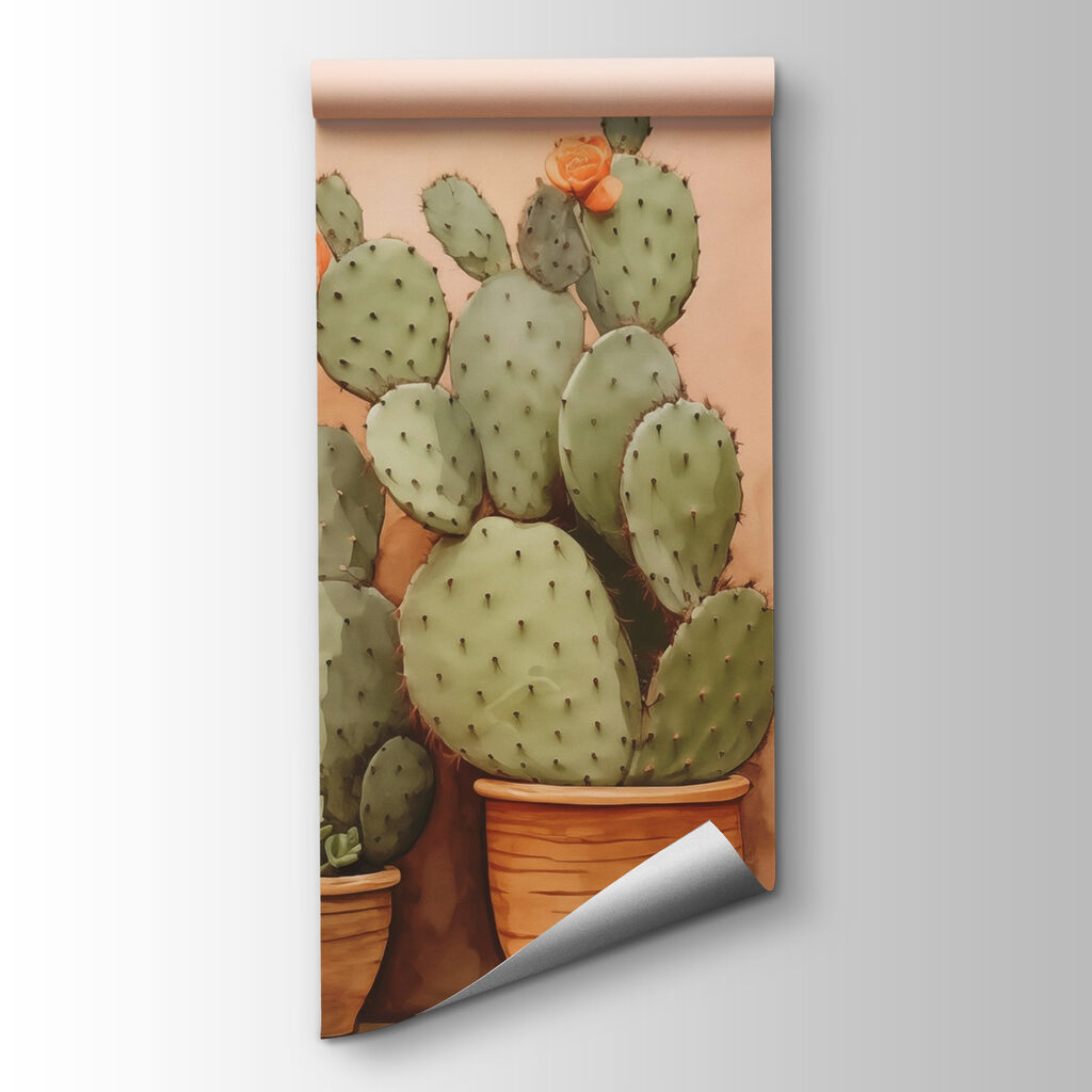 Cactuși pe fundal piersică — vizualizare produs