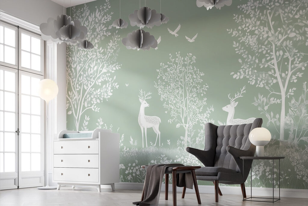 Cerbi albi printre copaci — interior 2