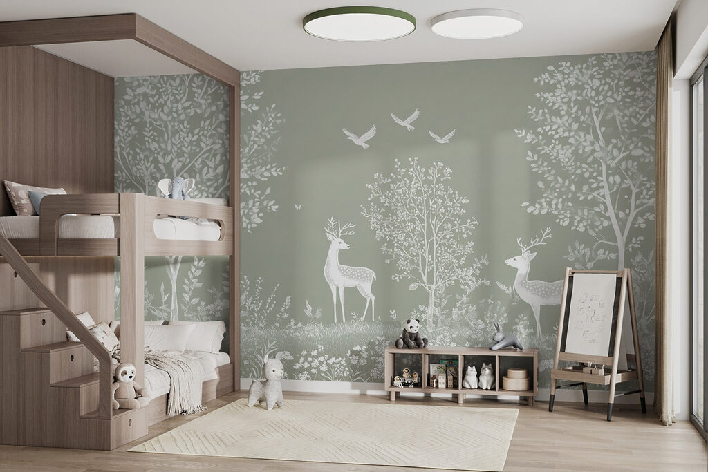 Cerbi albi printre copaci — interior 2