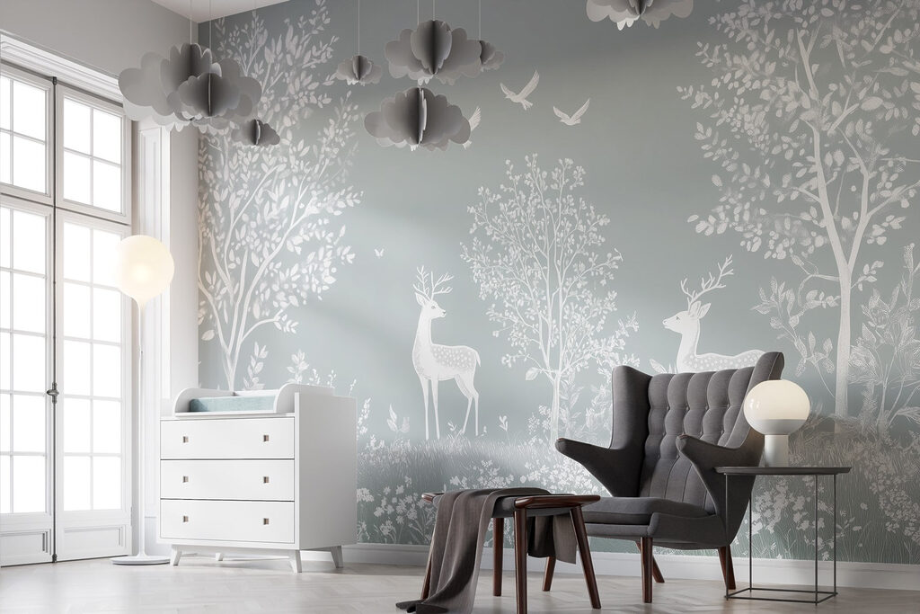Cerbi albi printre copaci — interior 2
