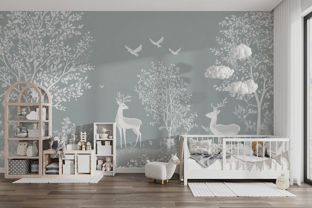 Cerbi albi printre copaci — interior 4