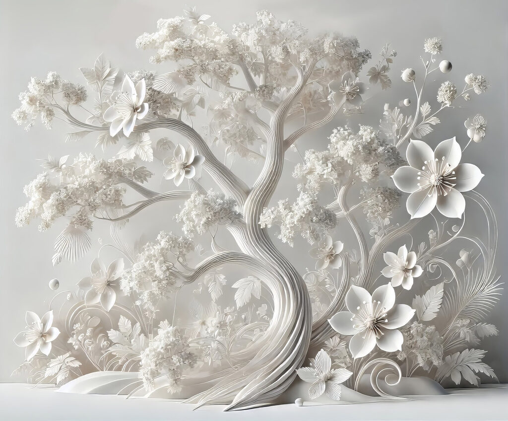 Relief botanic pe gri — design complet