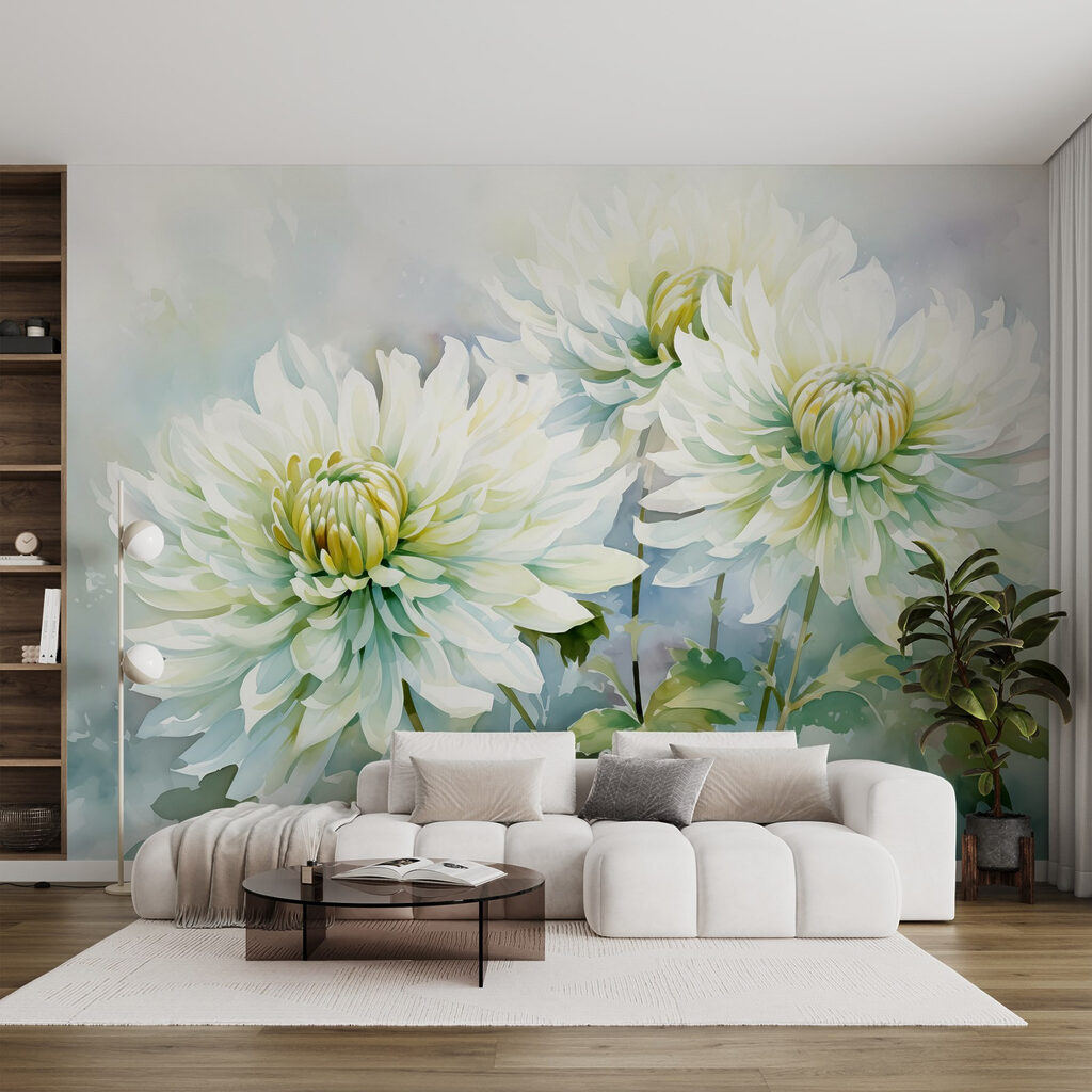 Flori mari, fond mentă — interior 1