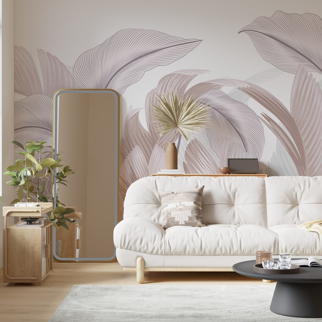 Frunze curbate pe albastru — interior 2