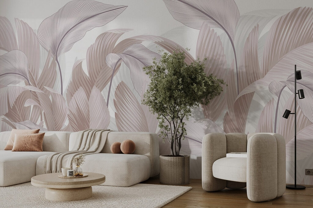 Frunze curbate pe albastru — interior 3