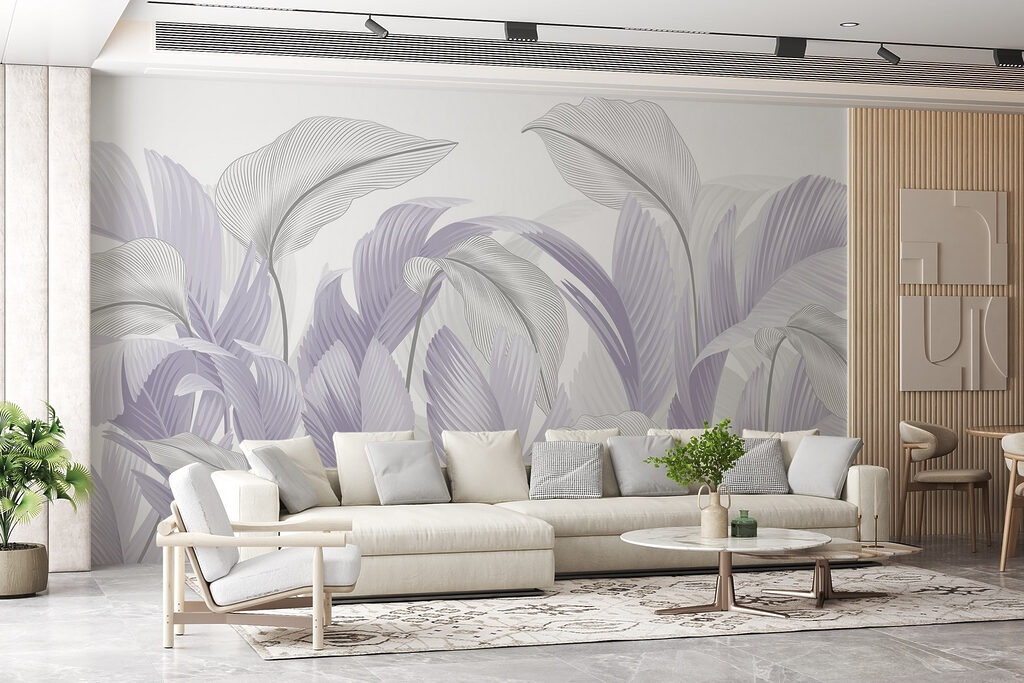 Frunze curbate pe albastru — interior 1