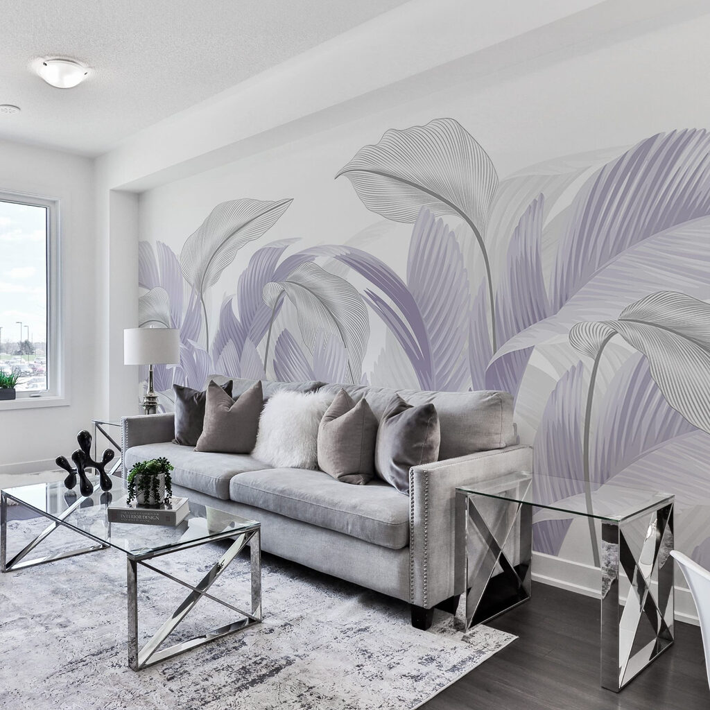Frunze curbate pe albastru — interior 2