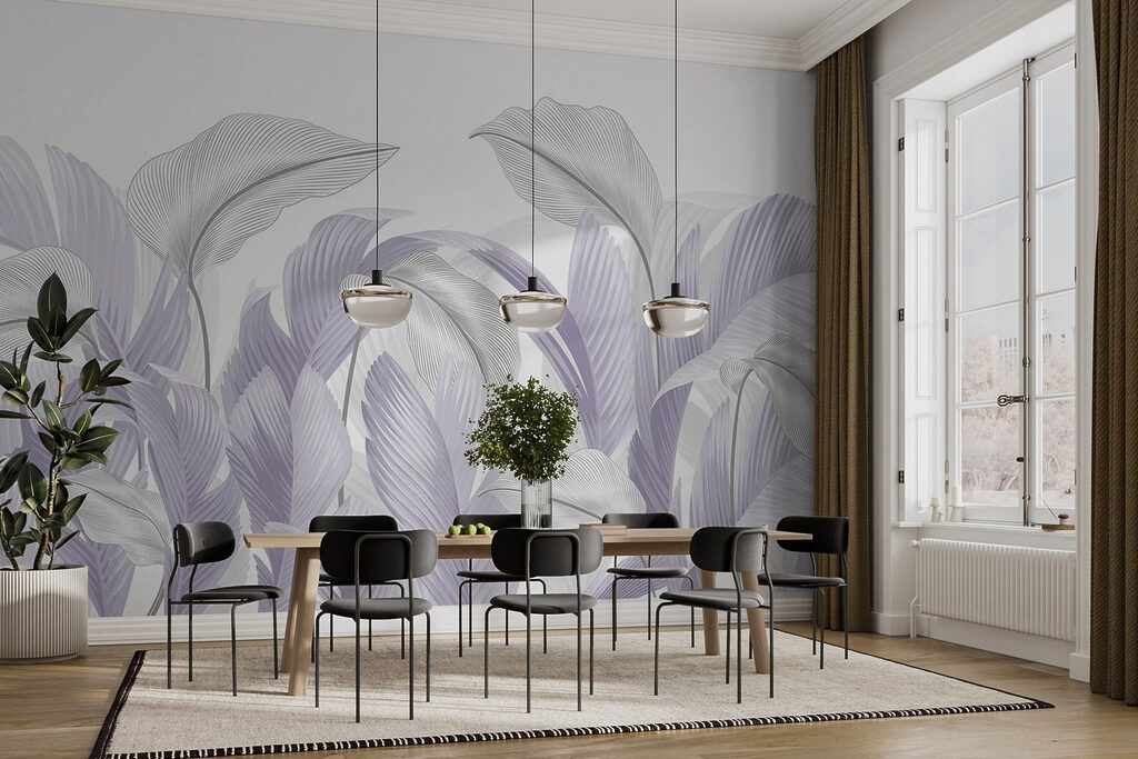Frunze curbate pe albastru — interior 3
