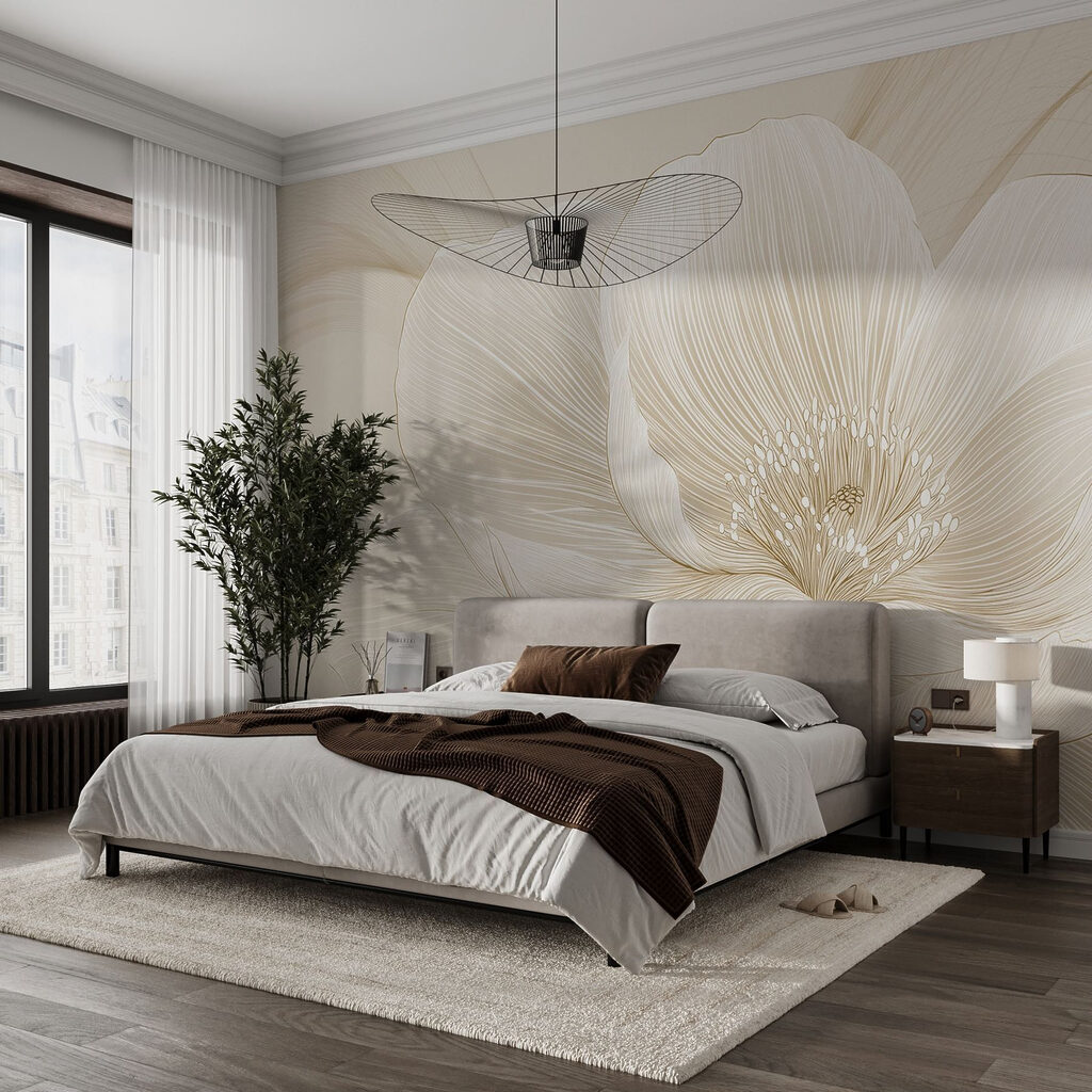 Floare albă, linii fine — interior 1