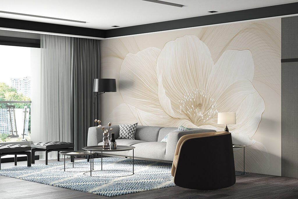 Floare albă, linii fine — interior 3