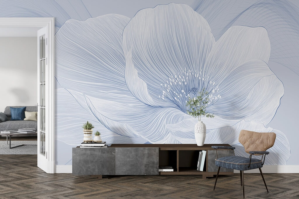 Floare albă, linii fine — interior 3
