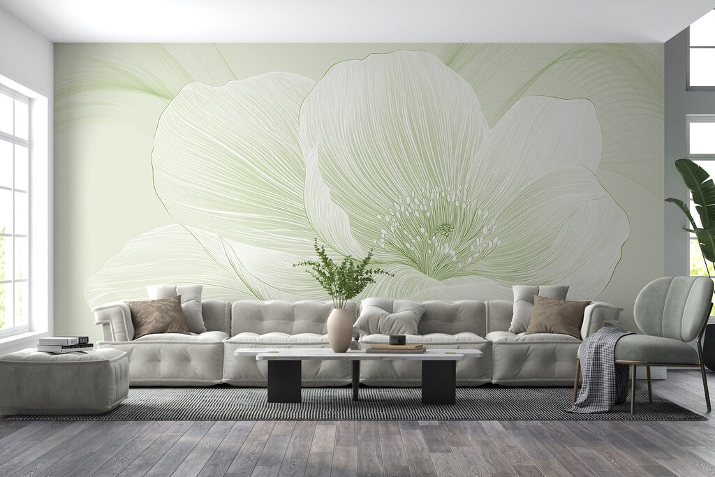 Floare albă, linii fine — interior 1