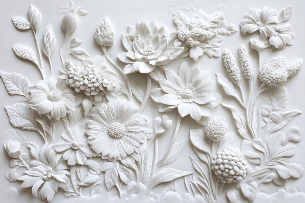 Flori albe dese — design complet