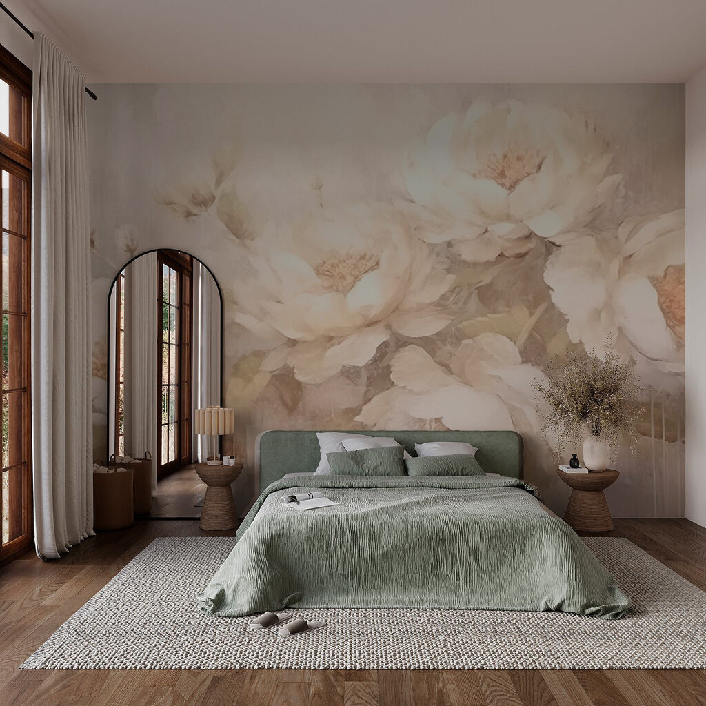 Bujori pe vopsea uzată — interior 1