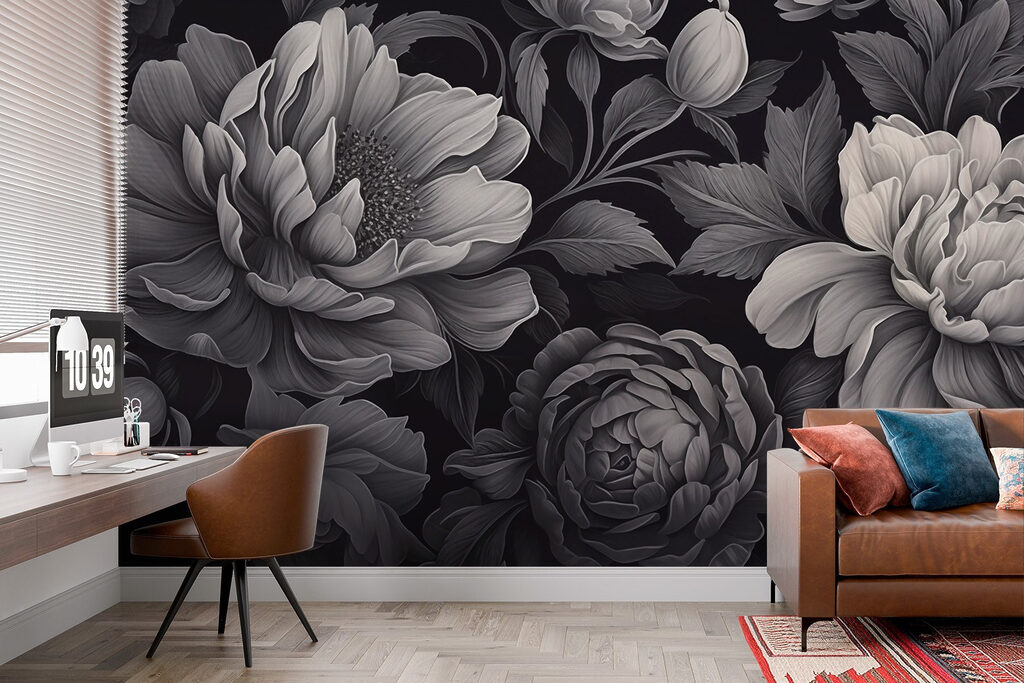 Flori gri pe negru — interior 3