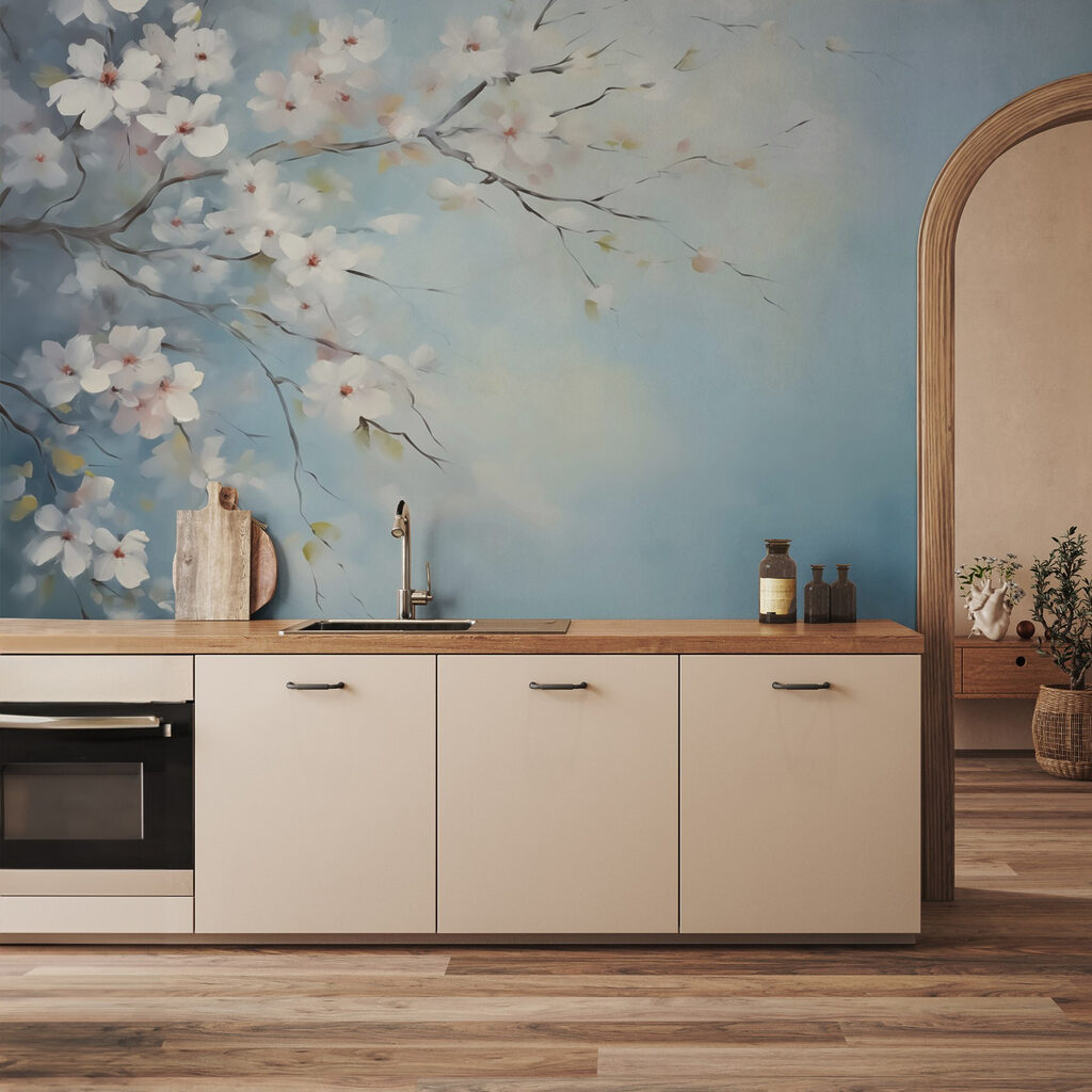 Ramuri înflorite pe albastru — interior 2