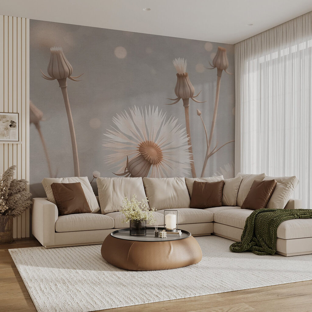 Flori pe fundal gri-verde — interior 2