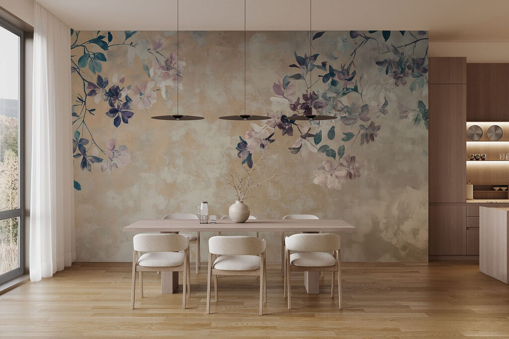 Bloesem albastru pe bej — interior 4