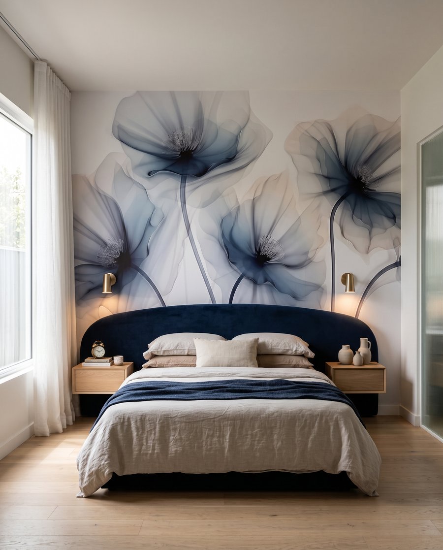 Flori albastre, miez închis — interior 2