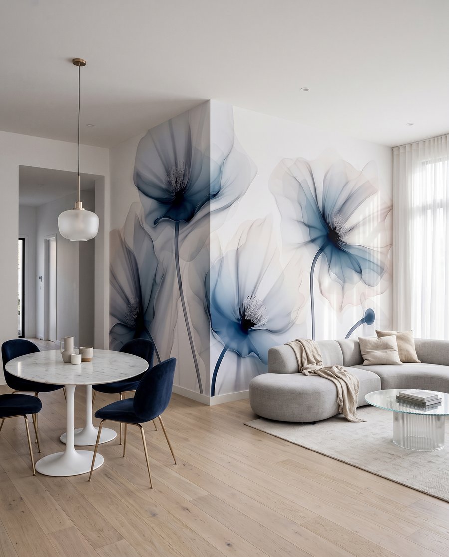 Flori albastre, miez închis — interior 5
